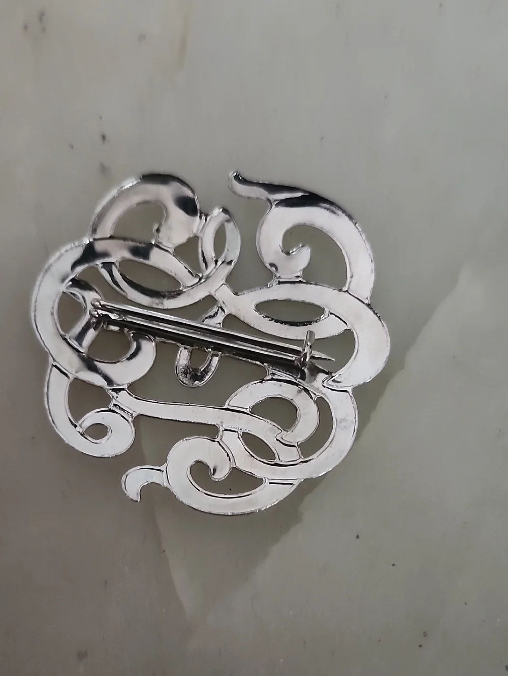 Monogram Script Silver-Tone Brooch - Picture 2 of 7